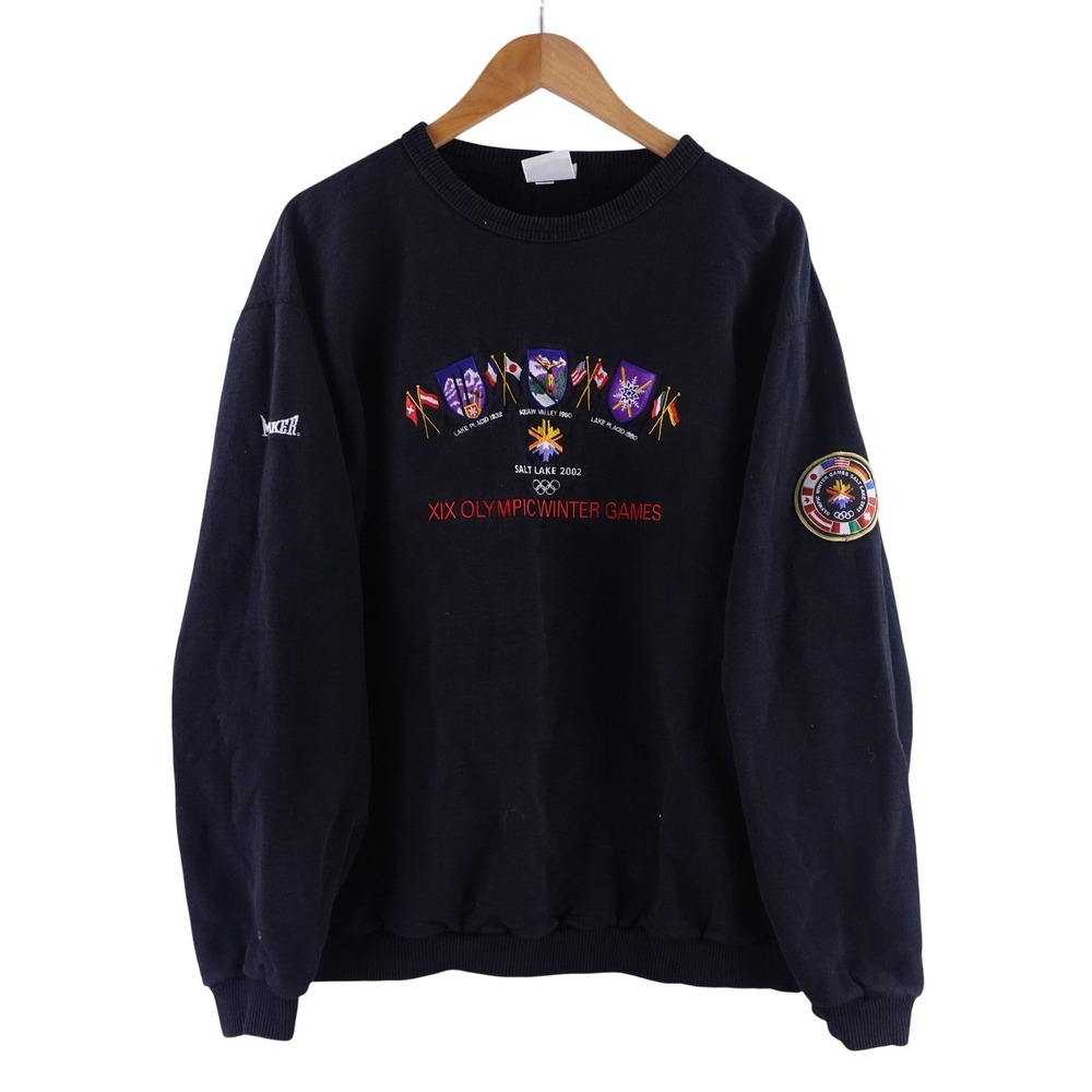 Vintage Marker Mens Large Salt Lake 2002 Olympic Winter Games Sweatshirt Black